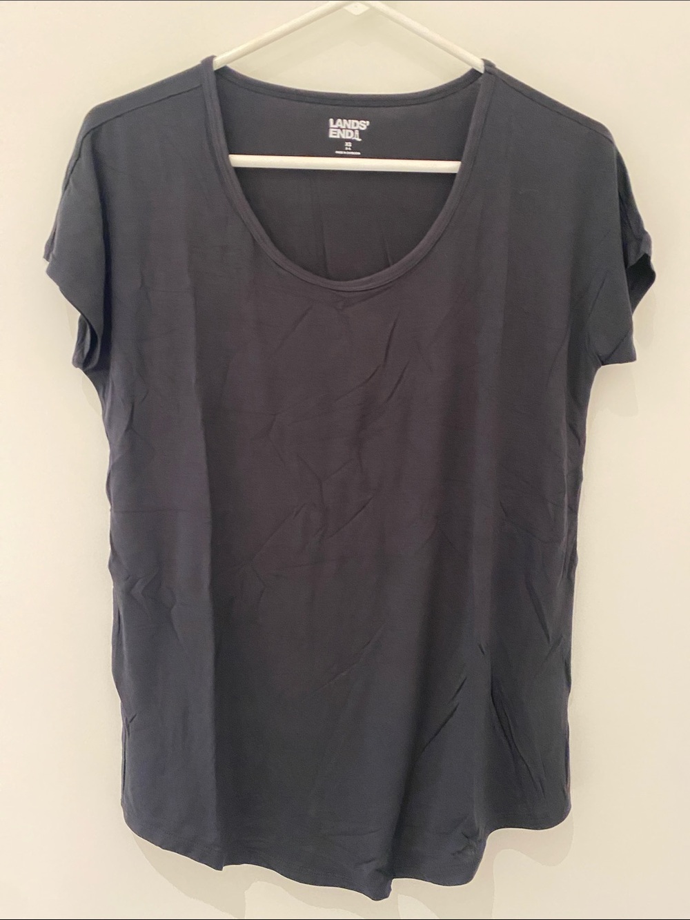 NWT Land’s End Women’s Short Sleeve Scoop Neck Tee/T-Shirt Curved Hem XS